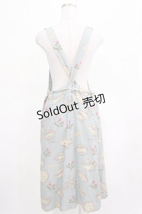 画像3: Jane Marple / Tea for twoサロペットスカート  ブルーグレー H-25-03-15-025-JM-OP-KB-ZH (3)