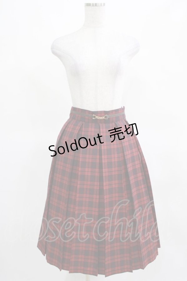 画像1: F&A / チェーンビット使いチェックプリーツスカート Free RED H-25-03-16-1028-LO-SK-NS-ZH (1)