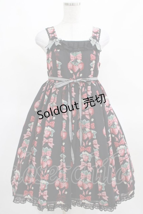 画像1: Angelic Pretty / Strawberry Dollジャンパースカート Free ブラック H-25-03-16-1005-AP-OP-NS-ZH (1)