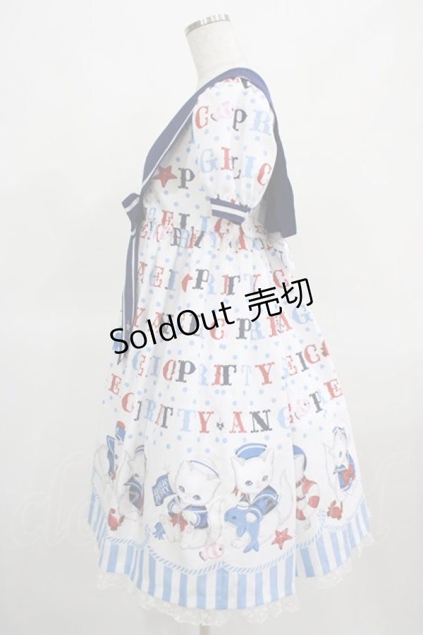 画像2: Angelic Pretty / Sailor Marine Kittenワンピース Free シロ H-25-03-16-1007-AP-OP-NS-ZH (2)