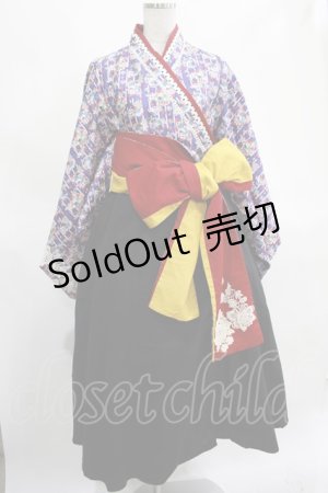 画像: Favorite / 和柄プリント着物風ワンピース Free ブラック H-25-03-16-1010-LO-OP-NS-ZH