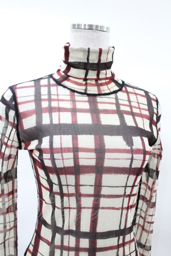 画像4: Jean Paul GAULTIER / ランダムチェックネットトップス 40 オフ H-25-03-17-1012-GO-TO-KB-ZH (4)