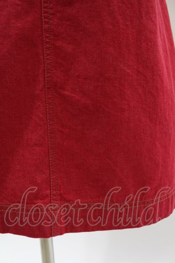 画像5: Jane Marple / Frill-trim denim salopette skirt M レッド H-25-03-17-1014-JM-SK-KB-ZH (5)