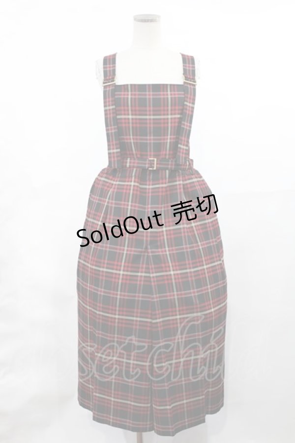 画像1: Jane Marple / British check salopette dress  black × red H-25-03-17-007-JM-OP-KB-ZH (1)