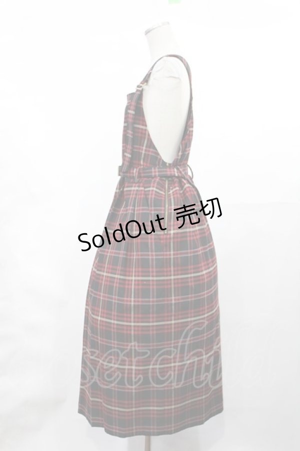 画像2: Jane Marple / British check salopette dress  black × red H-25-03-17-007-JM-OP-KB-ZH (2)