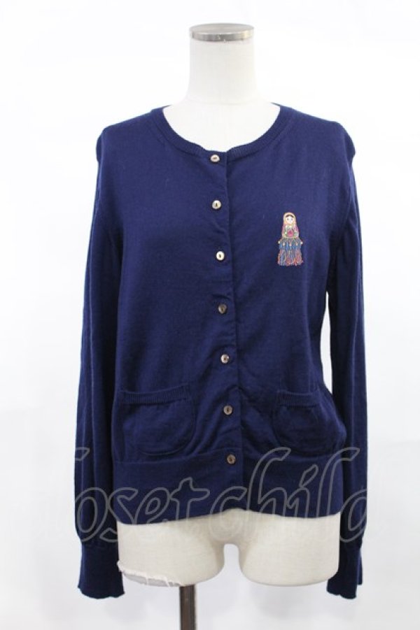 画像1: Jane Marple / Little tassel dollsエンブロイダリーカーディガン  ネイビー H-25-03-17-016-JM-TO-KB-ZH (1)