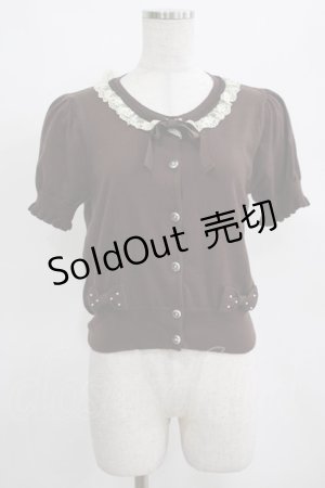 画像: metamorphose / レースリボン半袖カーディガン Free ブラウン H-25-03-18-060-ME-TO-NS-ZH