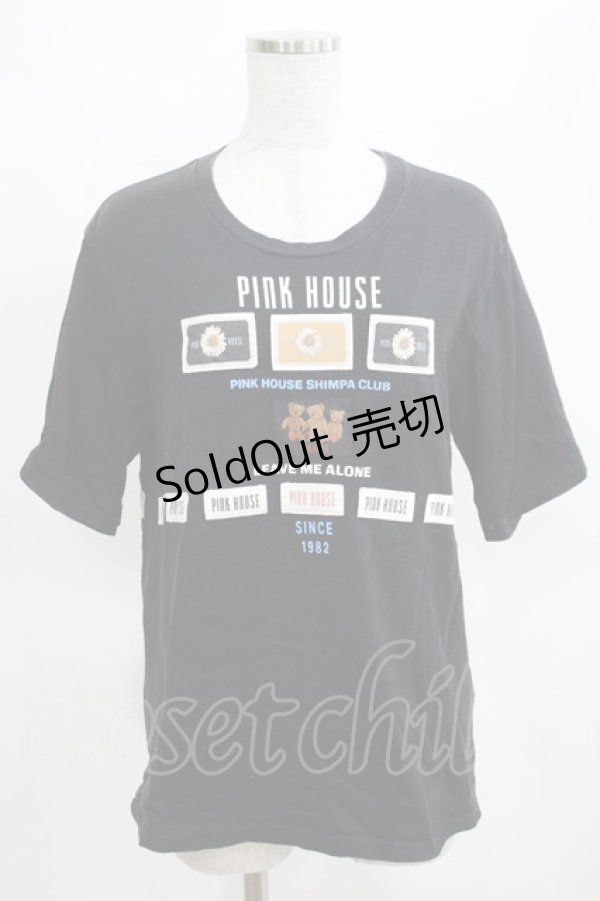 画像1: PINK HOUSE / パッチワークTシャツ Free ブラック H-25-03-18-063-LO-TS-NS-ZH (1)