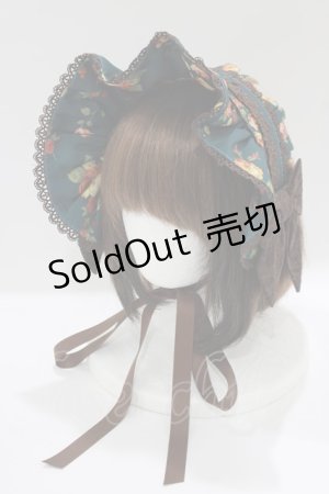 画像: axes femme kawaii / アンティークローズ柄ハーフボンネット  グリーン H-25-03-18-082-AX-AC-NS-ZH