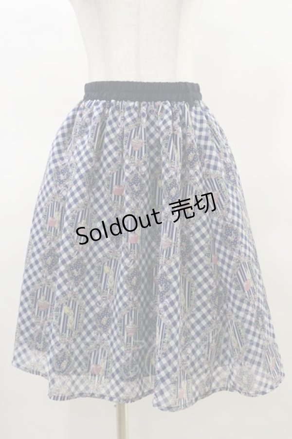 画像1: axes femme POETIQUE / ラビットブーケ柄スカート M ネイビー H-25-03-19-044-AX-SK-NS-ZH (1)