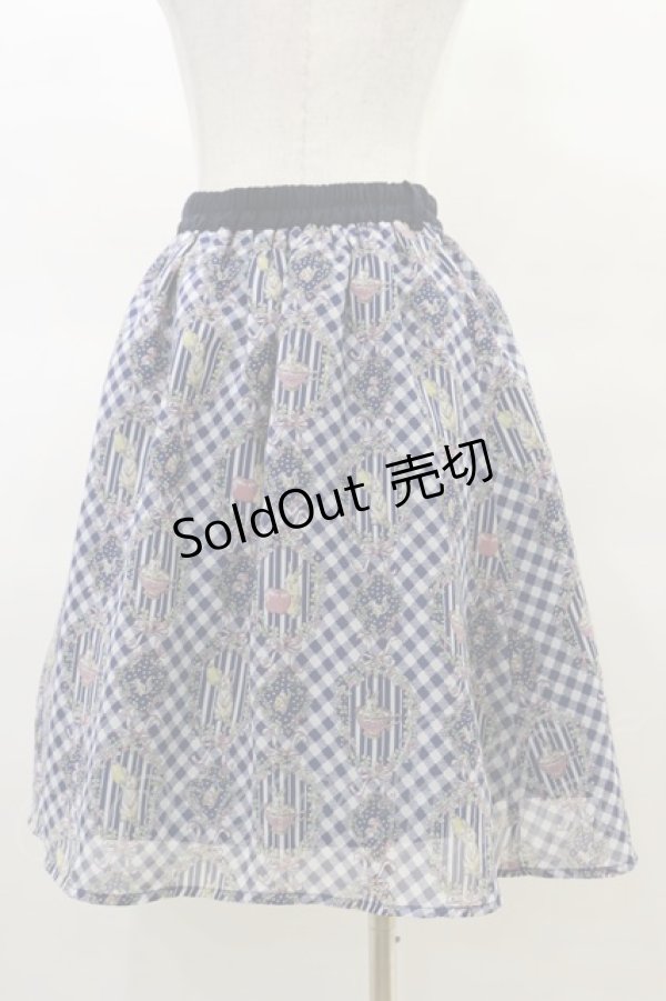画像2: axes femme POETIQUE / ラビットブーケ柄スカート M ネイビー H-25-03-19-044-AX-SK-NS-ZH (2)