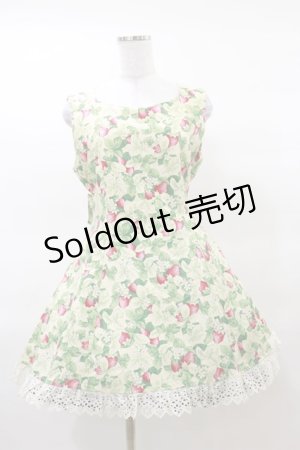 画像: metamorphose / いちご柄ミニジャンパースカート Free アイボリー H-25-03-19-052-ME-OP-NS-ZH