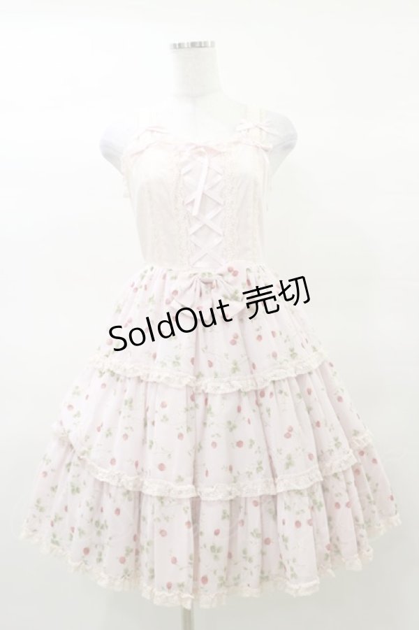 画像1: Angelic Pretty / いちごシフォン3段フリルジャンパースカート Free ピンク H-25-03-19-058-AP-OP-NS-ZH (1)