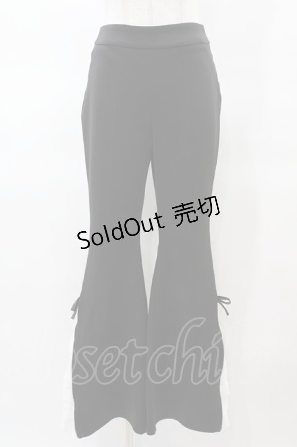 画像1: Avenchumu / Lace Zip Flare pants M ブラック/ホワイト H-25-03-19-1046-0-PA-NS-ZH (1)