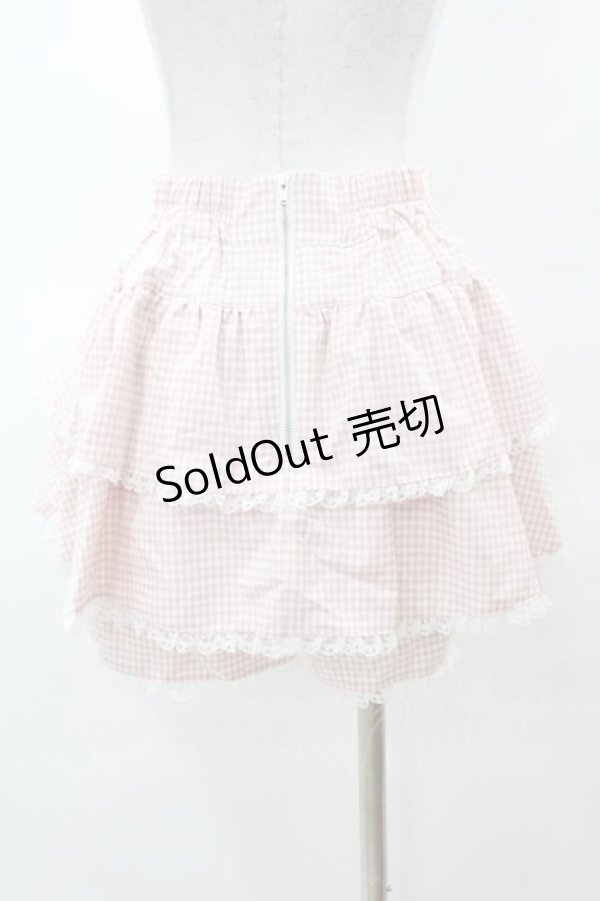 画像2: Ank Rouge / ギンガムチェックティアードスカパン M ピンク H-25-03-19-1048-CA-SK-NS-ZH (2)