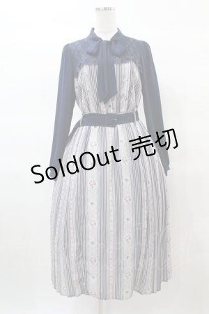 画像: axes femme / レトロモチーフボータイワンピース M ネイビー H-25-03-19-1016-AX-OP-NS-ZH