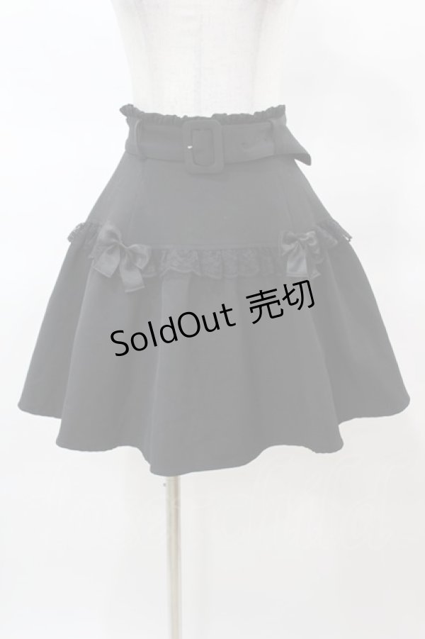 画像1: Ank Rouge / レース×リボンギャザーフレアスカート M ブラック H-25-03-19-1033-CA-SK-NS-ZH (1)
