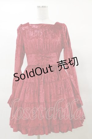 画像: Cornet / ベロアワンピース Free レッド H-25-03-19-076-LO-OP-NS-ZH