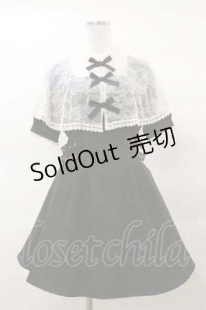 画像: Rojita / レースケープリボン半袖ワンピース Free ブラック/ホワイト H-25-03-19-078-LO-OP-NS-ZH