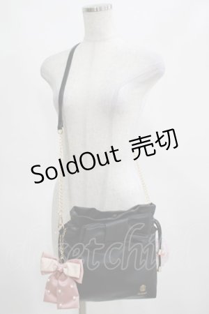 画像: m petit by misako / NINA'Sコラボ/リボンキンチャクショルダーバッグ  ブラック H-25-03-20-044-LO-BG-NS-ZH