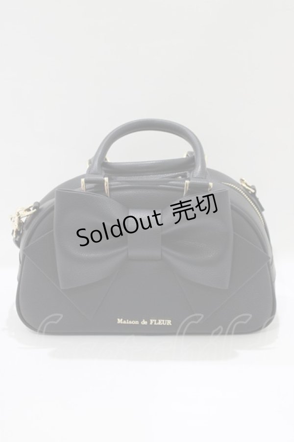 画像2: Maison de FLEUR / Marroncream リボンボストンバッグ  ブラック H-25-03-20-045-LO-BG-NS-ZH (2)