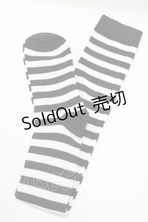 画像: DearMyLove / ボーダーニーハイソックス  ブラック/ホワイト H-25-03-20-050-EL-ZA-NS-ZH