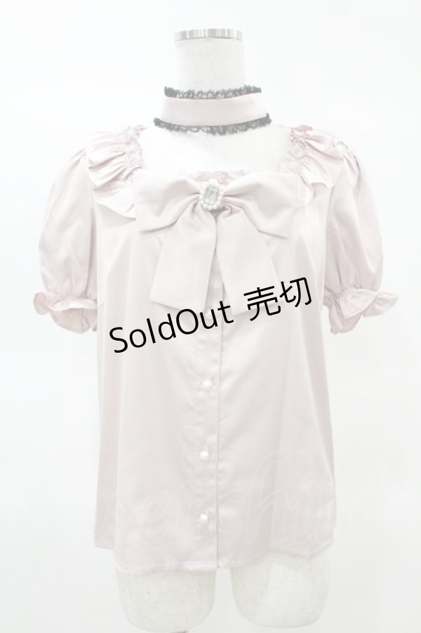 画像1: Ank Rouge / チョーカー付きサテンフリルブラウス M ピンク H-25-03-20-1045-CA-BL-NS-ZH (1)
