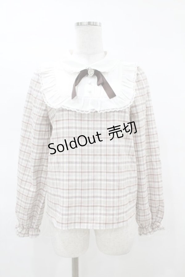 画像1: Honey Cinnamon / チェック切替トップス Free ベージュ H-25-03-20-1050-LO-BL-NS-ZH (1)