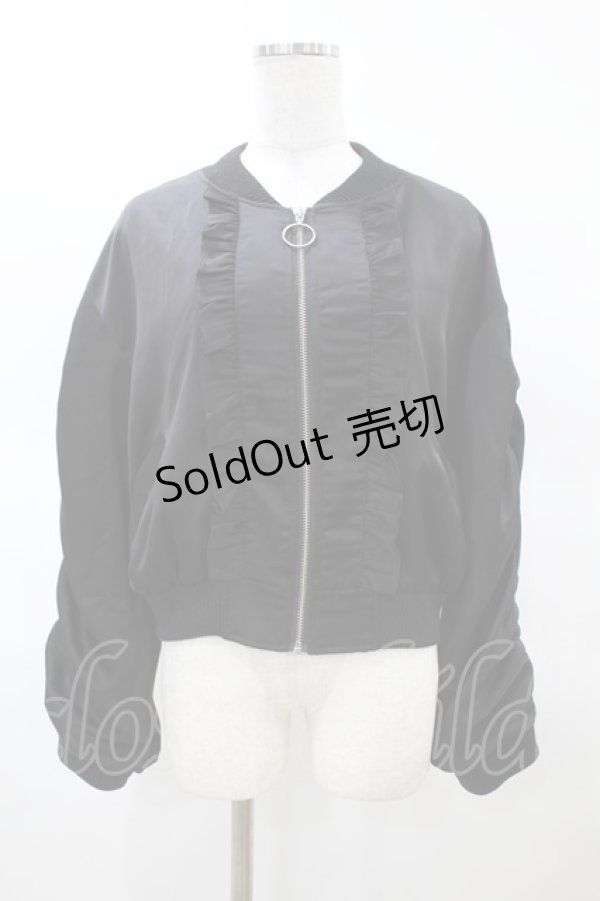 画像1: Ank Rouge / フロントフリルリングZIPブルゾン M ブラック H-25-03-20-1060-CA-JA-NS-ZH (1)