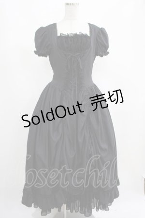画像: ATELIER PIERROT / フリルバッスルロングワンピース  黒 H-25-03-21-001-EL-OP-KB-ZH