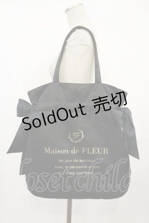 画像: Maison de FLEUR / ダブルリボントートバッグ  ブラック H-25-03-21-1039-LO-BG-NS-ZH