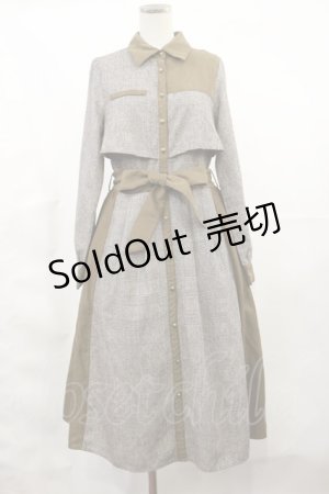 画像: axes femme / バイカラーシャツワンピース M ブラウン H-25-03-21-1010-AX-OP-NS-ZH