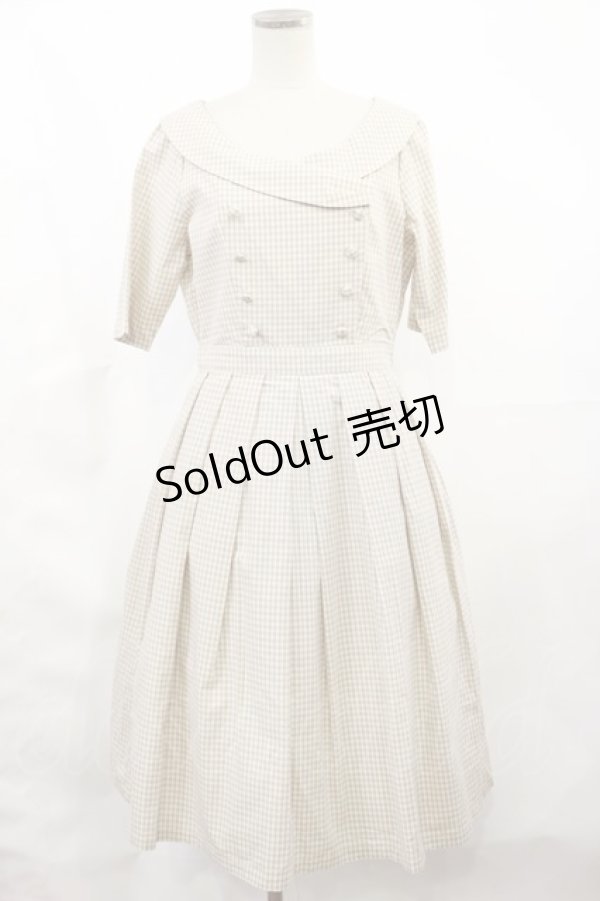 画像1: an another angelus / ギンガムチェックショールカラーワンピース Free BEIGE H-25-03-21-1011-CA-OP-NS-ZH (1)