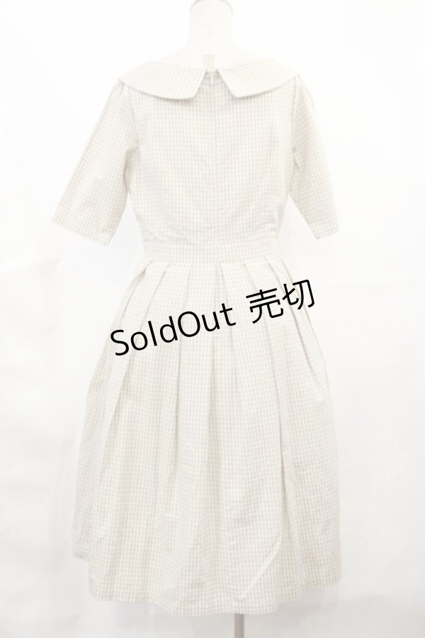画像2: an another angelus / ギンガムチェックショールカラーワンピース Free BEIGE H-25-03-21-1011-CA-OP-NS-ZH (2)