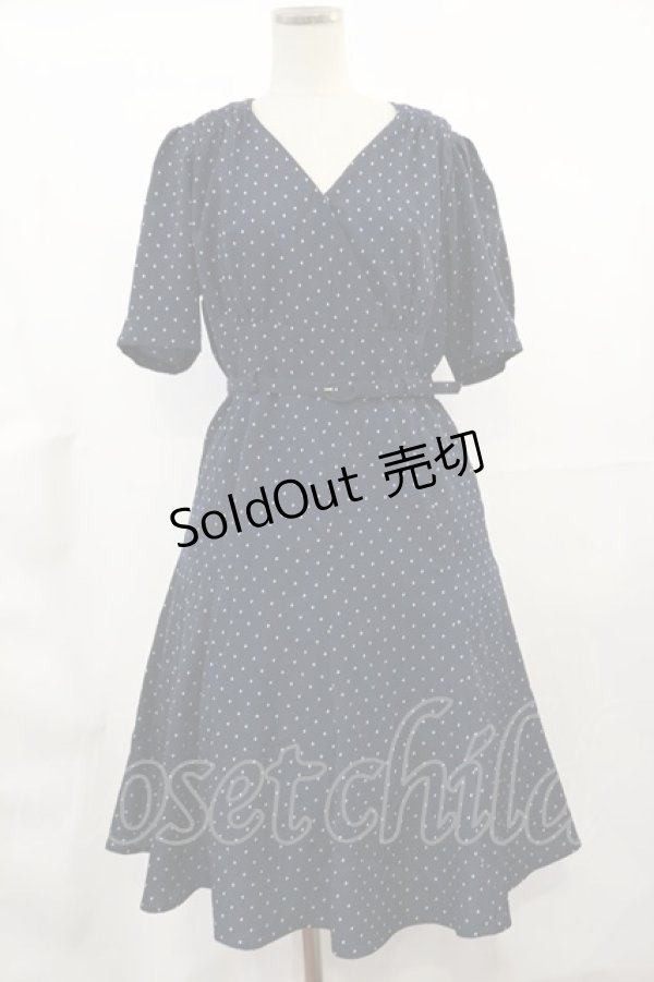 画像1: an another angelus / プリントカシュクールワンピース Free NAVY H-25-03-21-1012-CA-OP-NS-ZH (1)