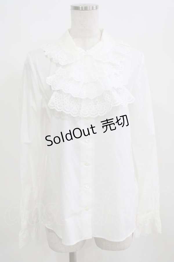 画像1: Jane Marple / レースジャボ付ブラウス  白 H-25-03-21-059-JM-BL-KB-ZH (1)