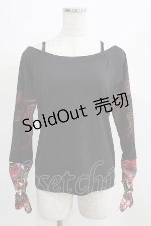 画像: Qutie Frash / オフショルカットソー  黒×赤 H-25-03-21-061-QU-TO-KB-ZH