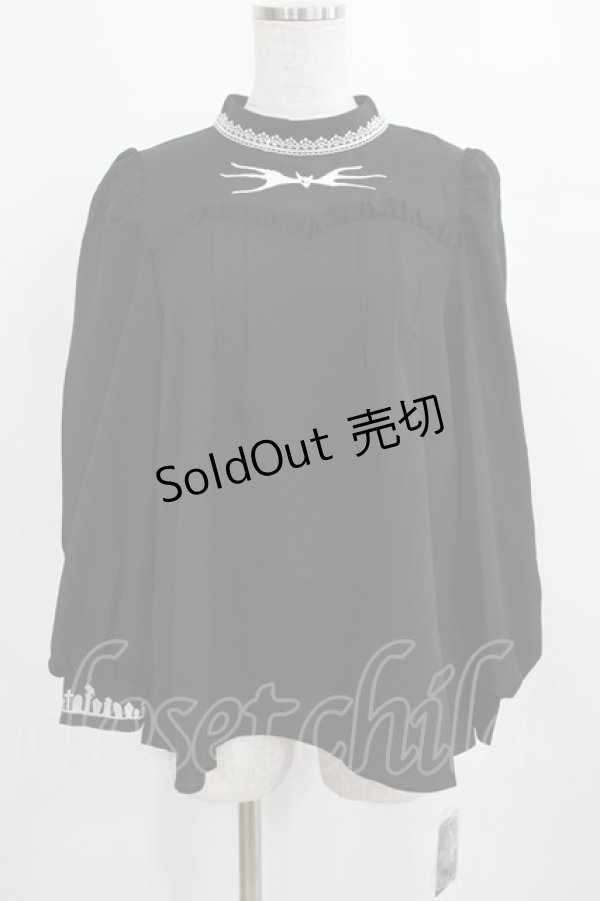 画像1: axes femme POETIQUE / ナイトメアー・ビフォア・クリスマス 刺繍ブラウス M ブラック H-25-03-22-040-AX-BL-NS-ZH (1)