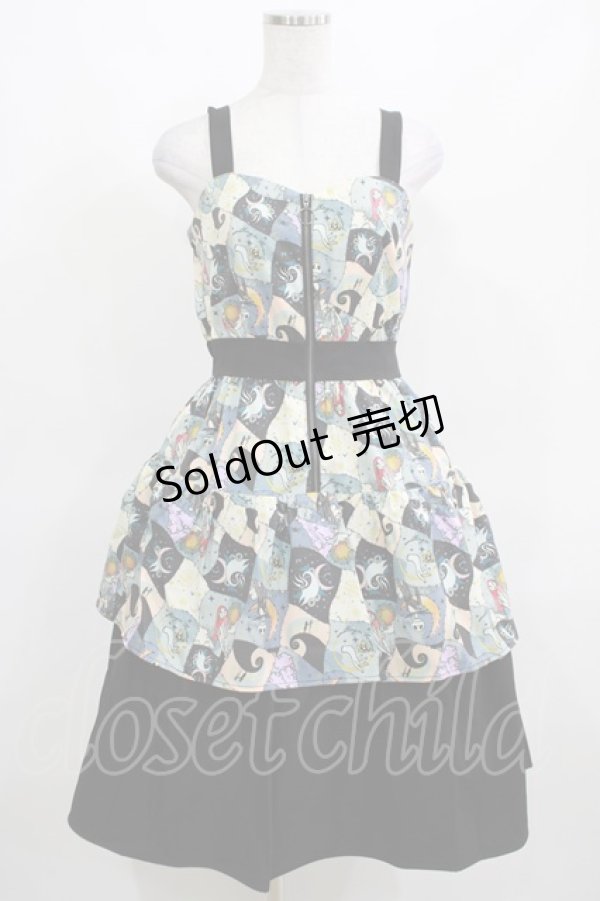画像1: axes femme POETIQUE / ナイトメアー・ビフォア・クリスマス/ツギハギ風ワンピース M ブラック H-25-03-22-005-AX-OP-NS-ZH (1)