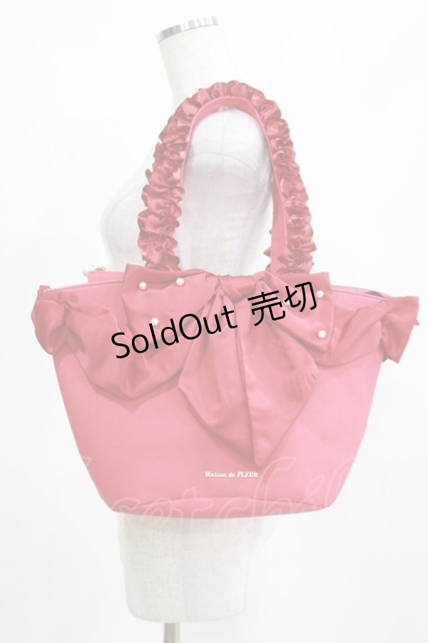 画像1: Maison de FLEUR / 白雪姫フリルハンドルトートバッグ  レッド H-25-03-22-049-LO-BG-NS-ZH (1)