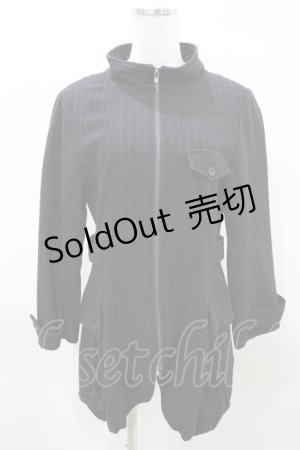 画像: BPN / ストライプZIPコート  黒 H-25-03-22-1034-GO-CO-KB-ZH