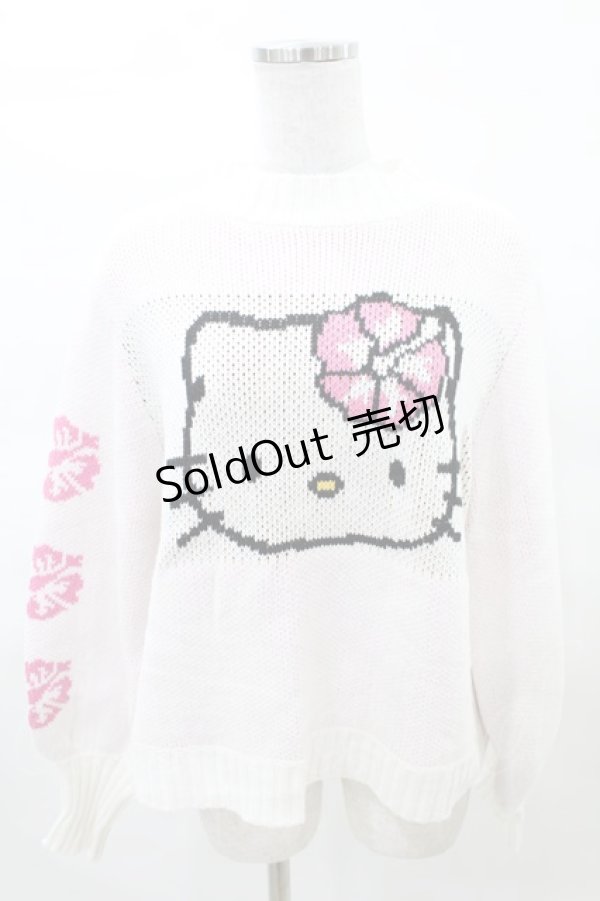画像1: Candy Stripper / HELLO KITTY KNIT  オフ×ピンク H-25-03-22-1023-PU-TO-KB-ZH (1)