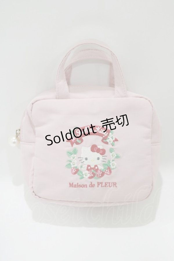 画像1: Maison de FLEUR / Hello Kitty/スクエアポーチ  ピンク H-25-03-22-053-LO-ZA-NS-ZH (1)