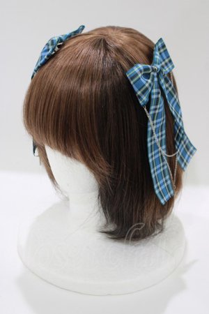 画像: Jamie エーエヌケー / チェックリボンクリップ  ブルー H-25-03-22-073-LO-AC-NS-ZH