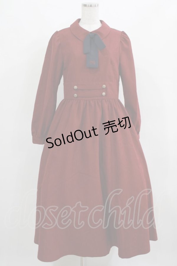 画像1: Maison de FLEUR Petite Robe canone / 歩みを止めないワンピース M BORDEAUX H-25-03-22-016-EL-OP-NS-ZH (1)