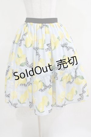 画像: axes femme kawaii / ストライプレモン柄スカート M サックス H-25-03-22-021-AX-SK-NS-ZH