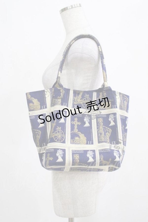 画像1: Jane Marple / Royal Stampのトートバッグ  ネイビー H-25-03-23-035-JM-BG-KB-ZH (1)