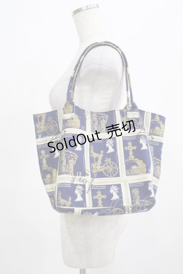 画像2: Jane Marple / Royal Stampのトートバッグ  ネイビー H-25-03-23-035-JM-BG-KB-ZH (2)