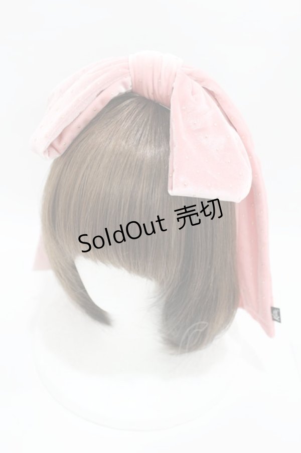 画像1: Katie / DOLL RIBBON head dress  ピンクベロア H-25-03-23-1002-LO-AC-KB-ZH (1)