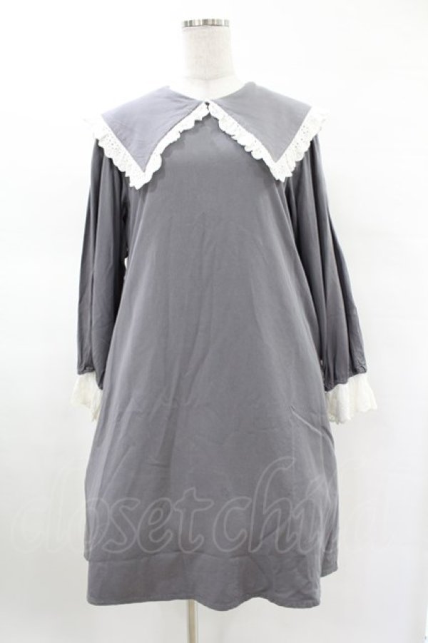 画像1: Candy Stripper / FRILL COLLARワンピース S グレー H-25-03-23-1028-PU-OP-KB-ZH (1)